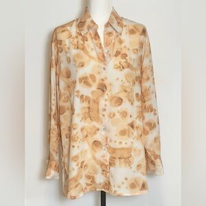 Wilfred Cream and Brown Button Down Shirt small